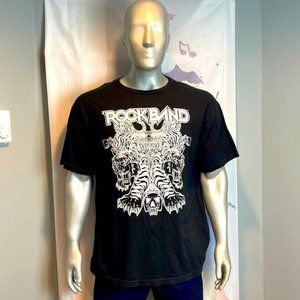 RockBand White Tiger Short Sleeve Black T-Shirt Size XL